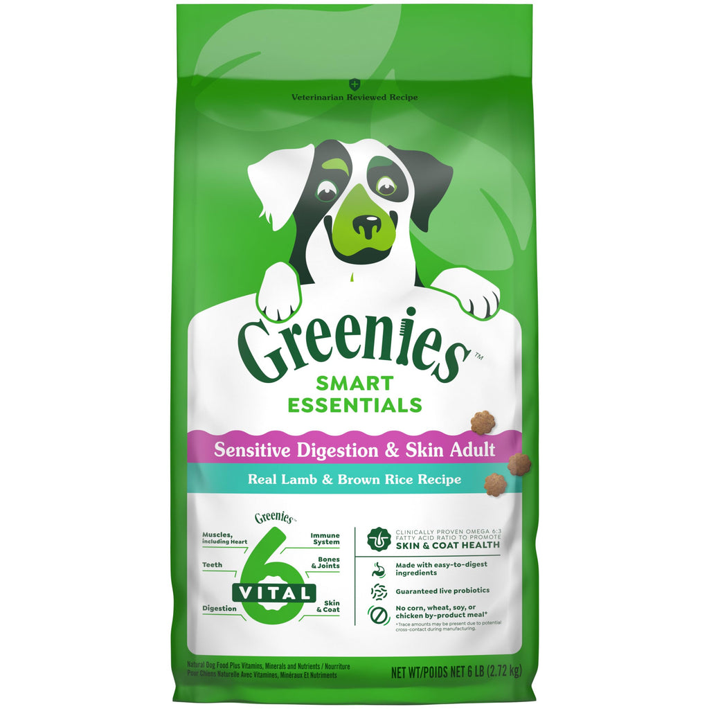 Greenies Smart Essentials Sensitive Digestion & Skin Adult Dry Dog Food Real Lamb & Brown Rice Recipe 6 lb. Bag