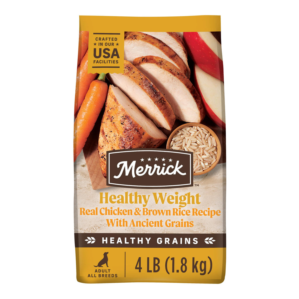 Merrick Healthy Grains Premium Adult Dry Dog Food Wholesome and Natural Kibble Healthy Weight Recipe - 4.0 lb. Bag