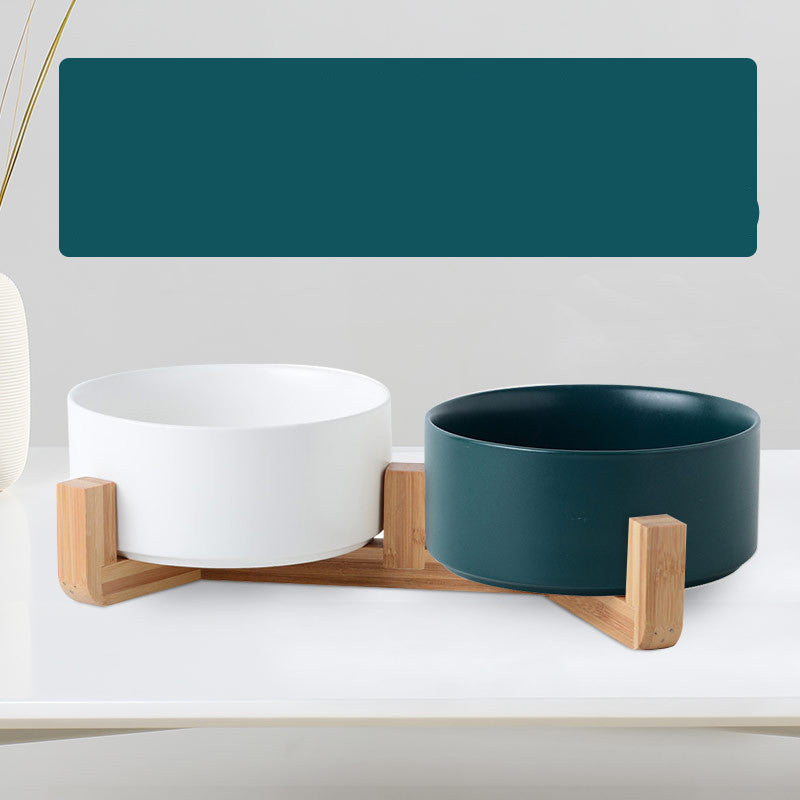 Double Ceramic Cat and Dog Food Bowl