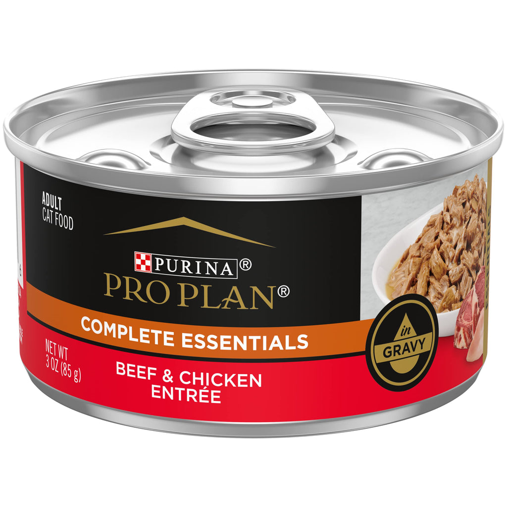 Purina Pro Plan High Protein Cat Food Wet Gravy Beef and Chicken Entree - (Pack of 24) 3 oz. Pull-Top Cans