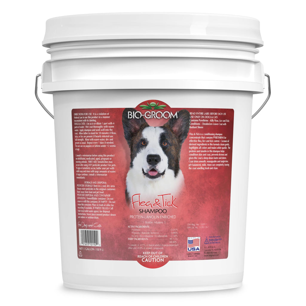 Bio-Groom Flea & Tick Dog Shampoo – Flea and Tick Prevention for Dogs Cat Flea Treatment Cruelty-Free Made in USA Natural Tick Repellent Protein-Lanolin Shampoo – 5 Gallons