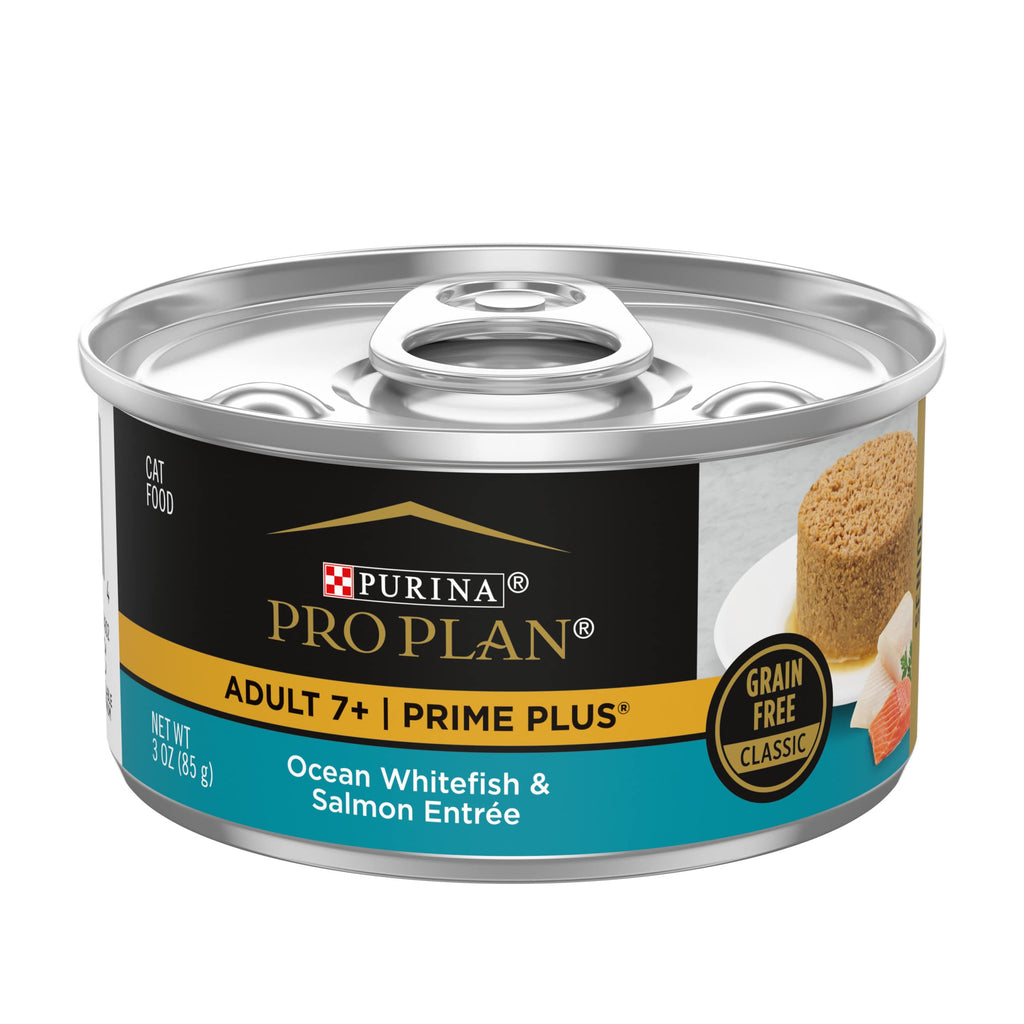 Purina Pro Plan Senior Cat Food Wet Pate Ocean Whitefish and Salmon Entree - (Pack of 24) 3 oz. Pull-Top Cans