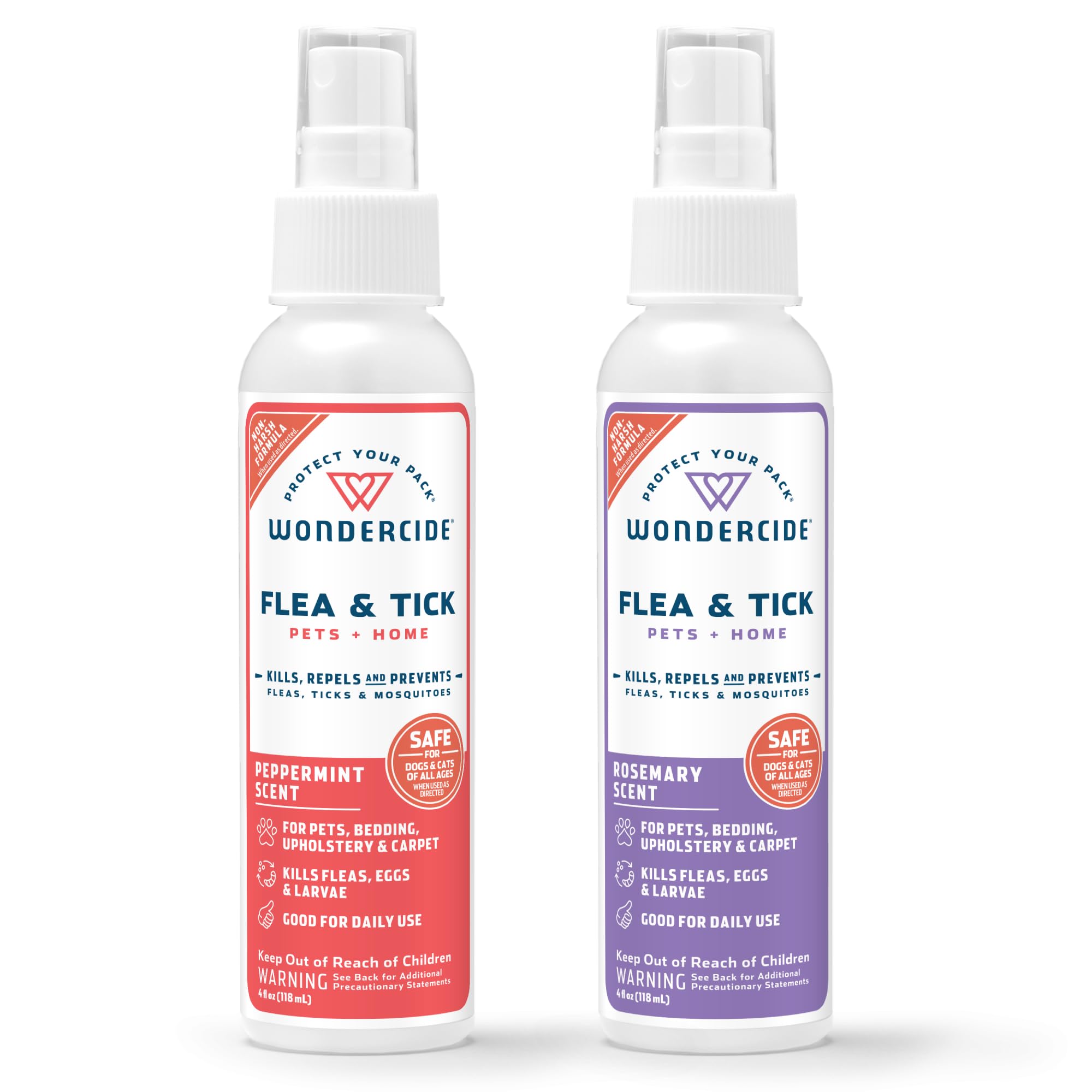Wondercide - Flea Tick Spray for Dogs Cats and Home - with Natural Essential Oils - 4 oz - Peppermint & Rosemary 2-Pack