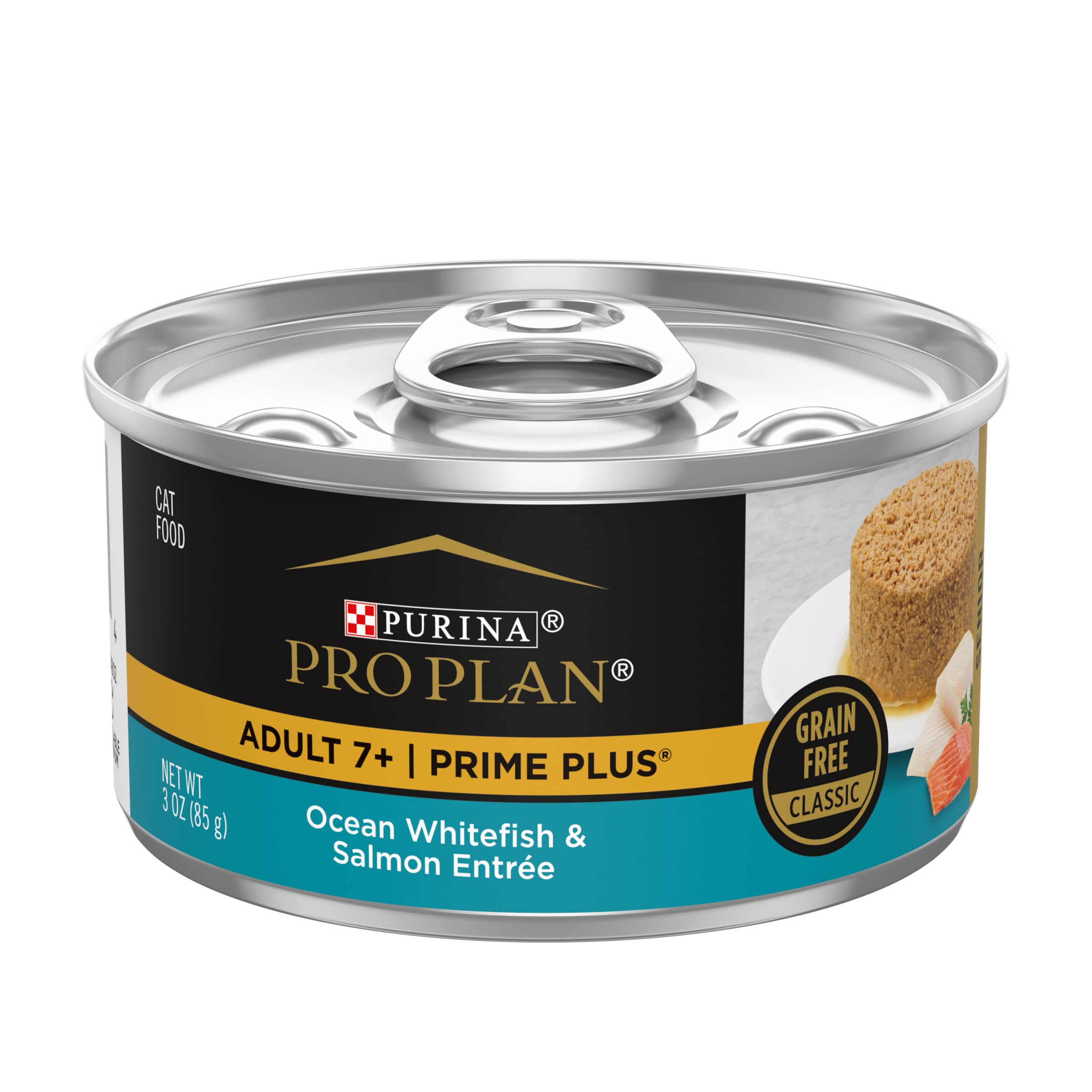 Purina Pro Plan Senior Cat Food Wet Pate Ocean Whitefish and Salmon Entree - (Pack of 24) 3 oz. Pull-Top Cans