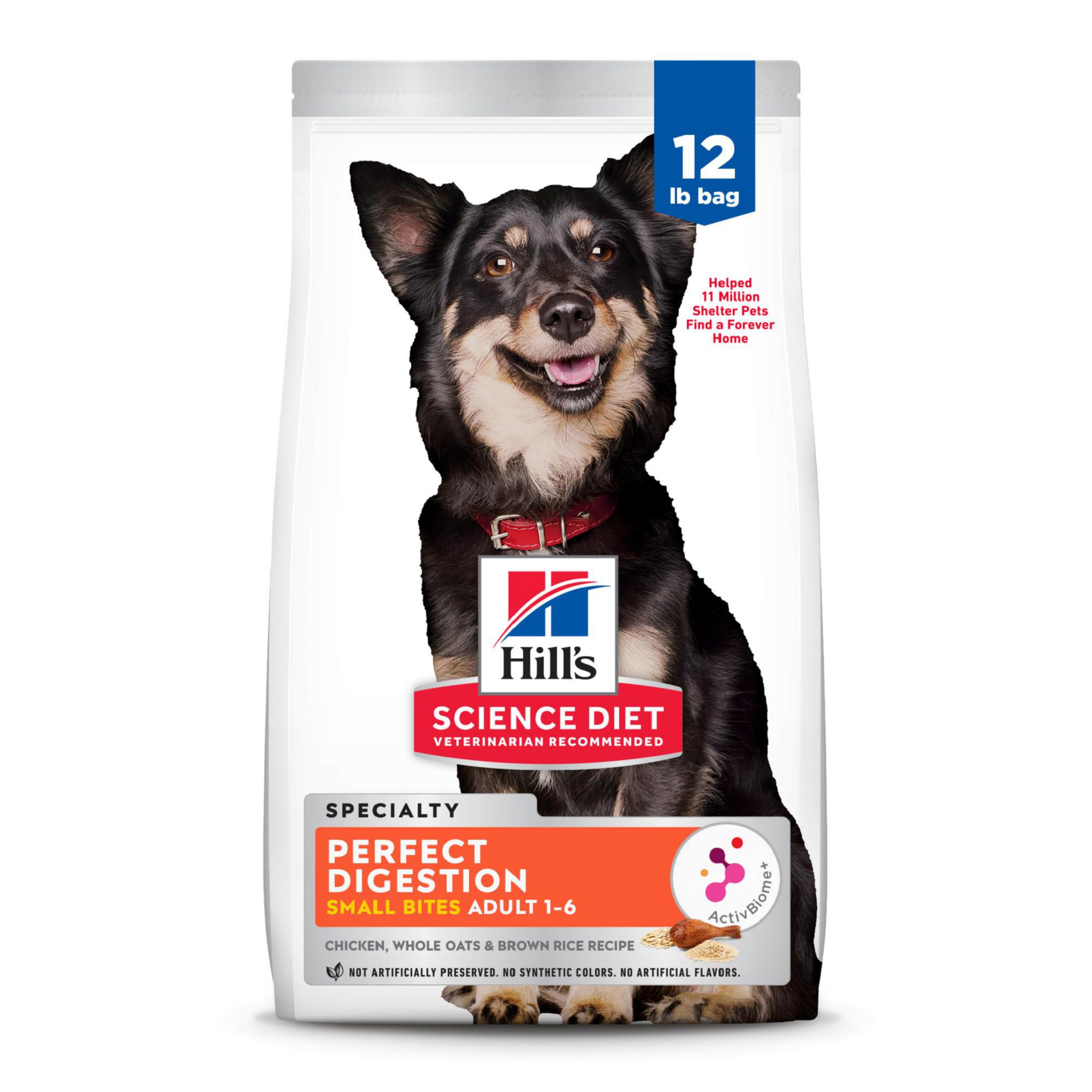 Hills Science Diet Perfect Digestion Adult 1-6 Digestive Support Small Kibble Dry Dog Food Chicken Brown Rice & Whole Oats 12 lb Bag