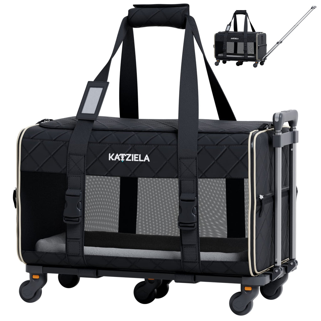 Pet Carrier Airline Approved - Dog Carrier with Wheels - TSA Airline Approved Dog Carrier - Rolling Pet Carrier with Wheels for Small to Medium Size Cat or Dog - Airplane Cabin Animal