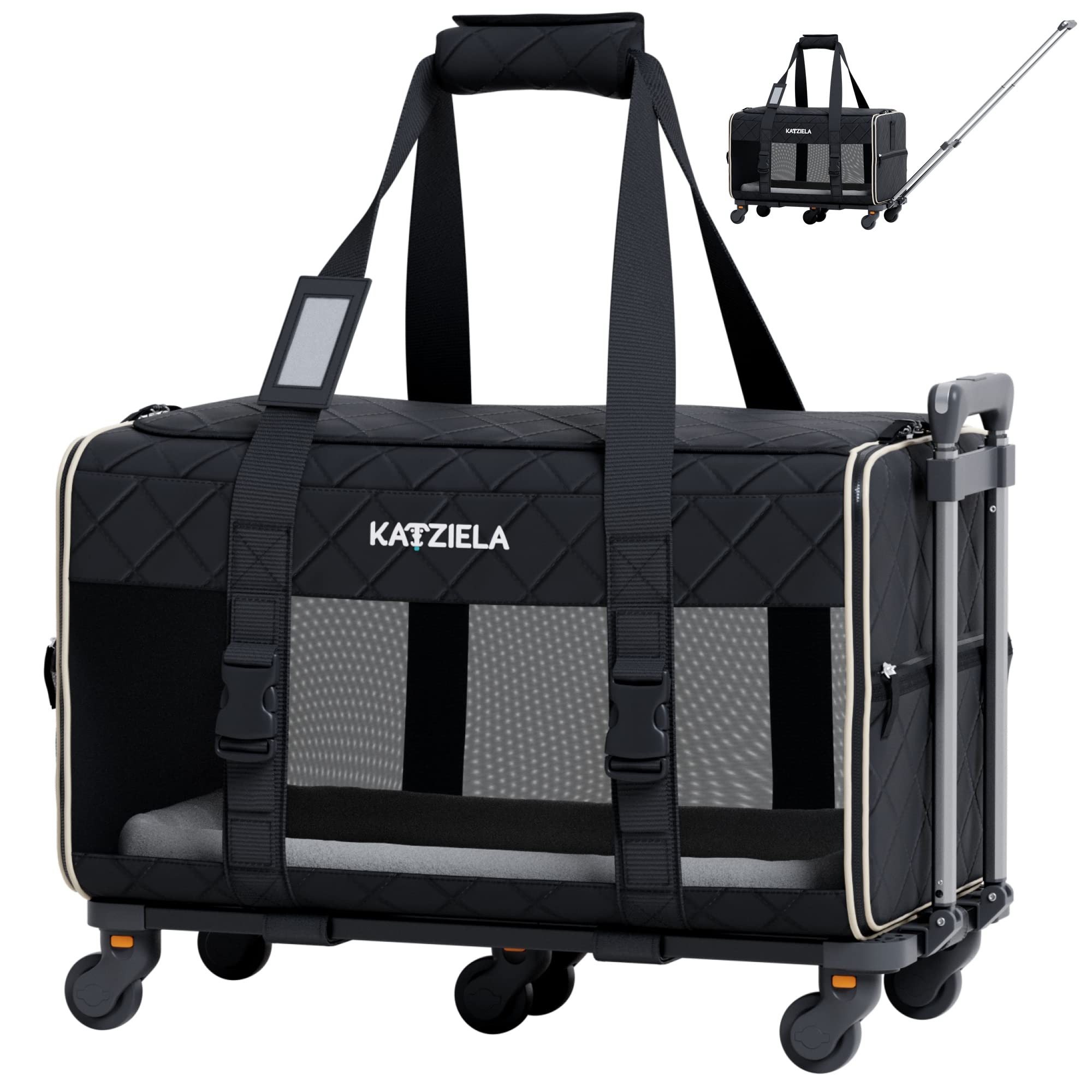 Pet Carrier Airline Approved - Dog Carrier with Wheels - TSA Airline Approved Dog Carrier - Rolling Pet Carrier with Wheels for Small to Medium Size Cat or Dog - Airplane Cabin Animal
