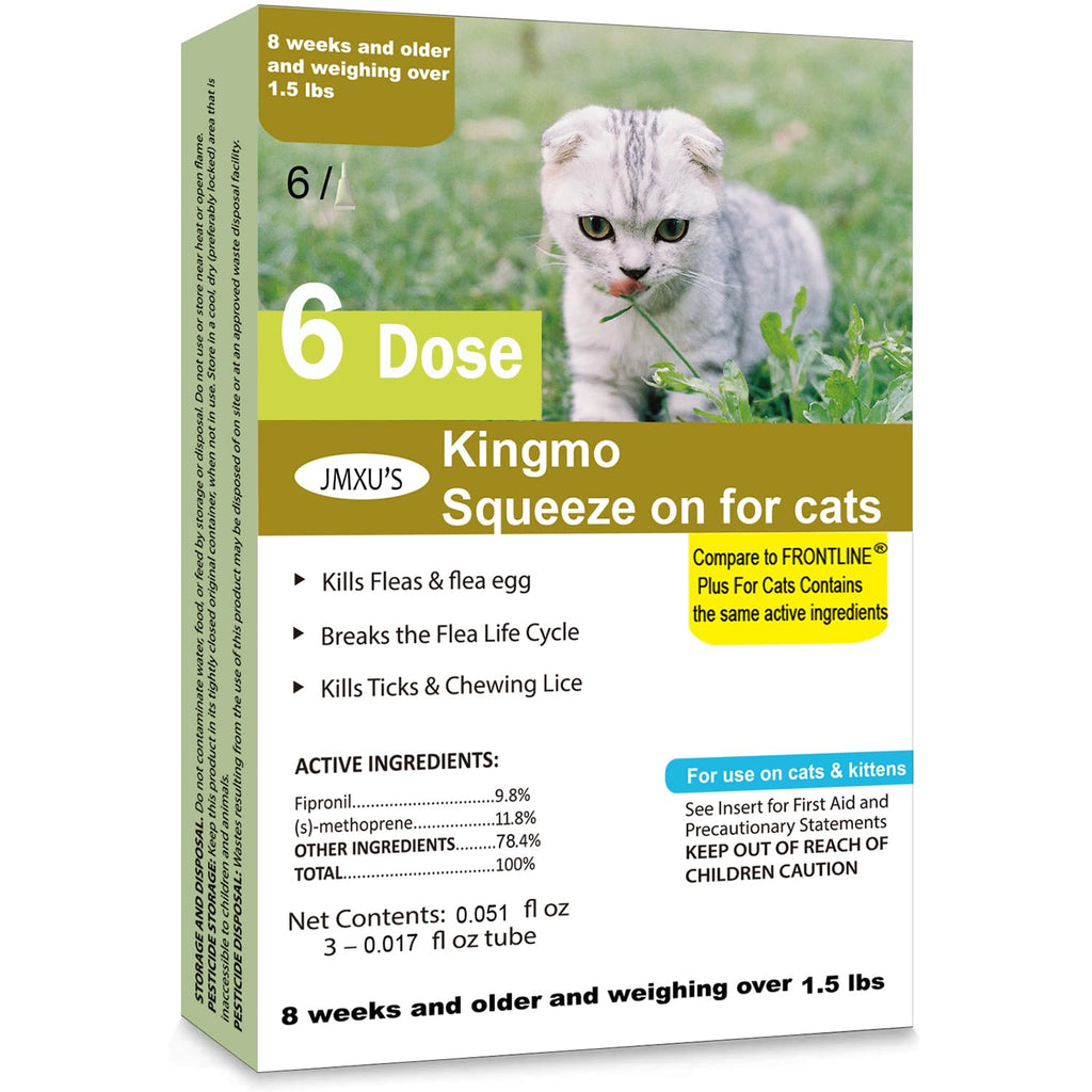 Flea and Tick Prevention for Cats Cat Flea & Tick Control Long-Lasting & Fast-Acting Topical Flea & Tick Treatment Drops for Kitten (6 Doses)