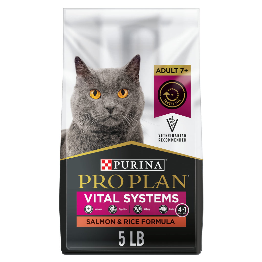 Purina Pro Plan Vital Systems Salmon and Rice Formula Senior Cat Food Dry 4-in-1 Formula - 5 lb. Bag