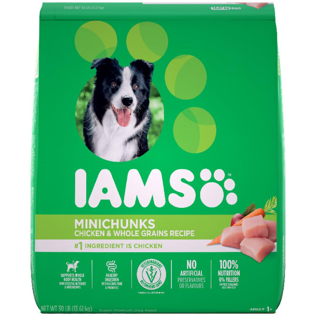 IAMS Proactive Health Minichunks Dog Food Dry Adult Chicken & Whole Grains Recipe 13.61kg (30LB) Bag