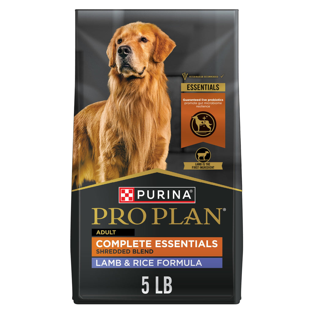 Purina Pro Plan Complete Essentials Shredded Blend Lamb and Rice High Protein Dog Food with Probiotics for Dogs - 5 lb. Bag