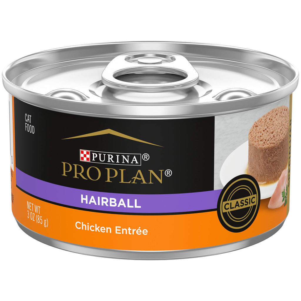 Purina Pro Plan Hairball Control Cat Food Wet Pate Hairball Chicken Entree - (Pack of 24) 3 oz. Cans