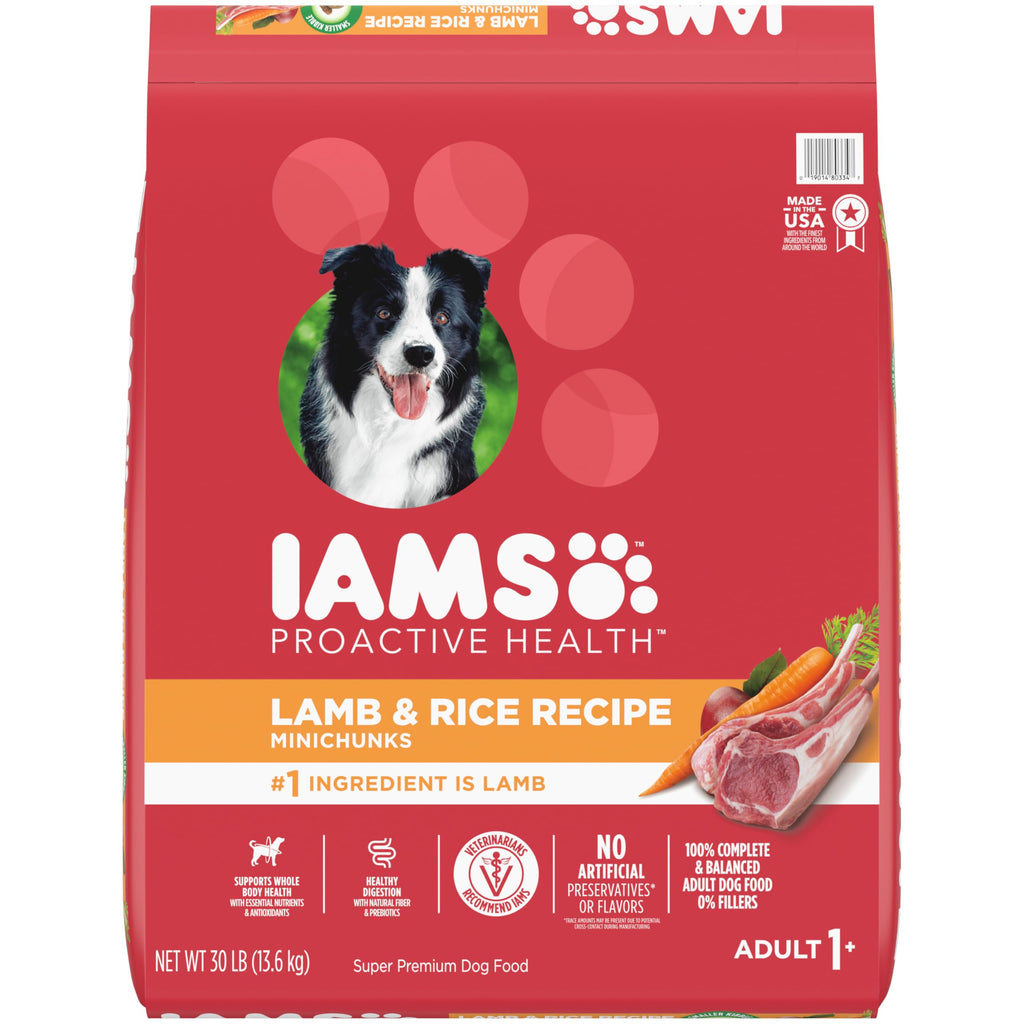 IAMS Minichunks Adult Dry Dog Food Lamb & Rice Recipe Dog Kibble 30 lb. Bag