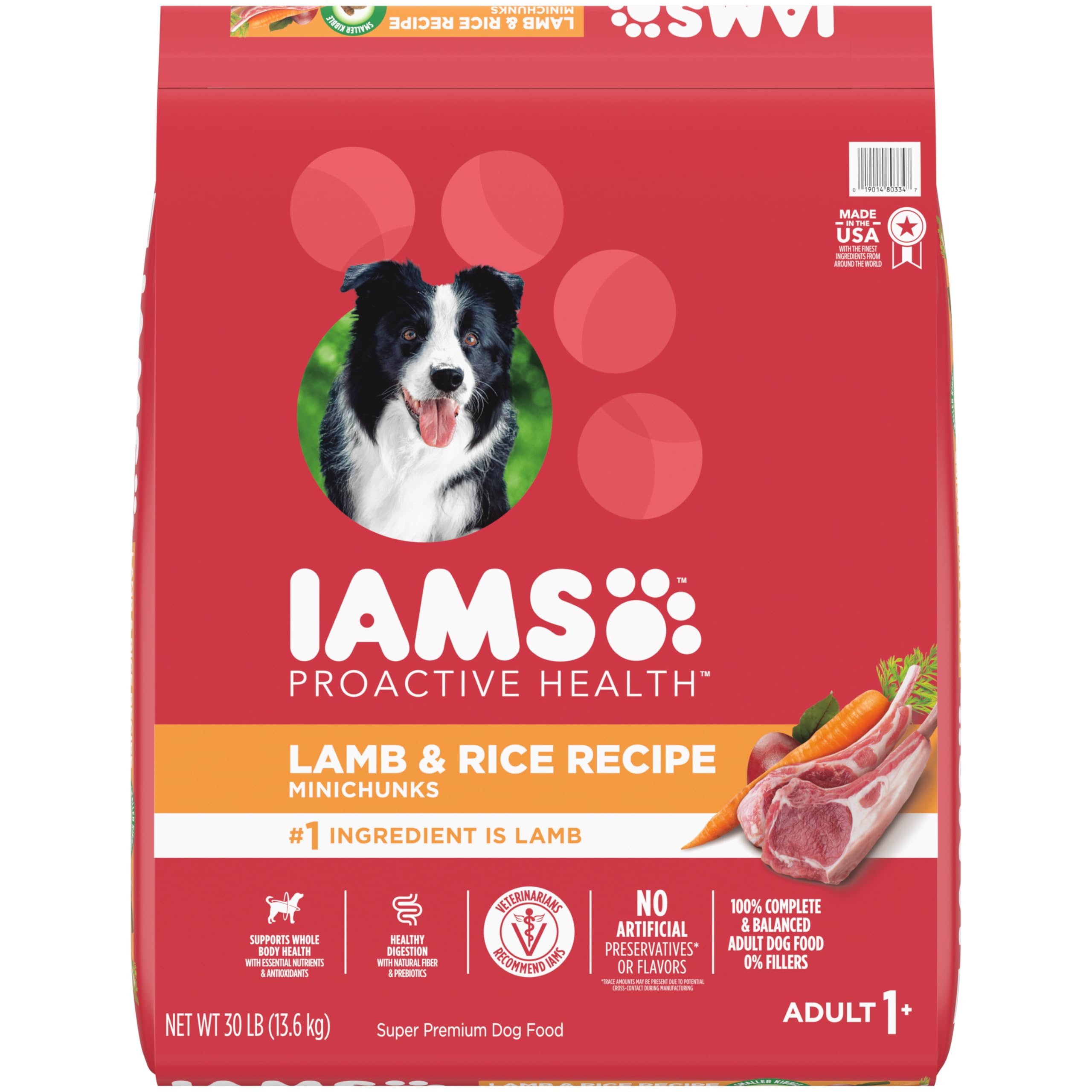 IAMS Minichunks Adult Dry Dog Food Lamb & Rice Recipe Dog Kibble 30 lb. Bag